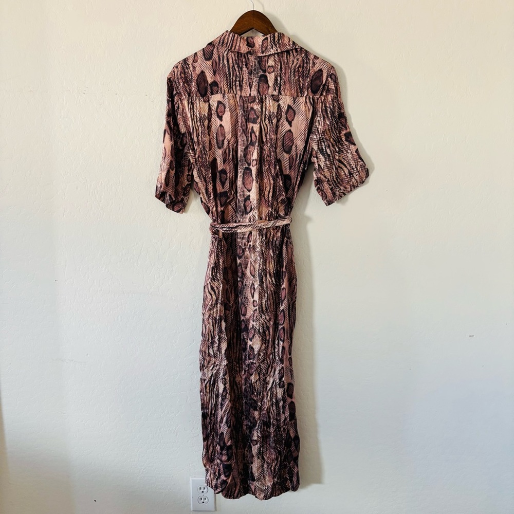 Reiss Women’s Farah Snake Print Belted Midi Dress Size‎ 6 NWT Brown Tan - Picture 13 of 14